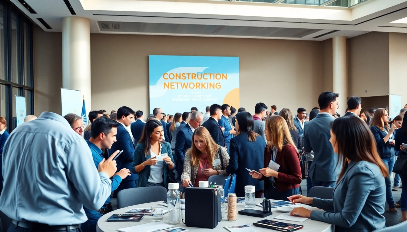 Engaging participants networking at a construction networking events in a professional setting.
