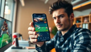 Discover the best sports betting apps India with a modern interface displayed on a smartphone screen.