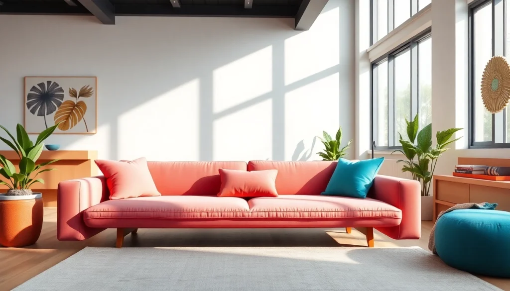 Stylish and inviting sofa beds in a modern living room setup, enhancing comfort.