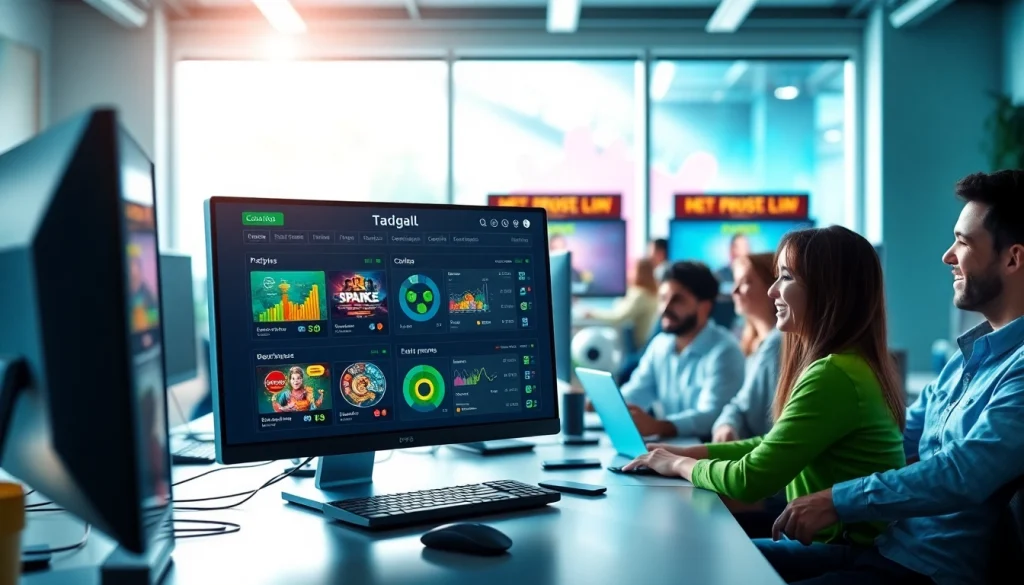 Menampilkan togel online pada antarmuka perjudian digital dengan pemain yang ceria.