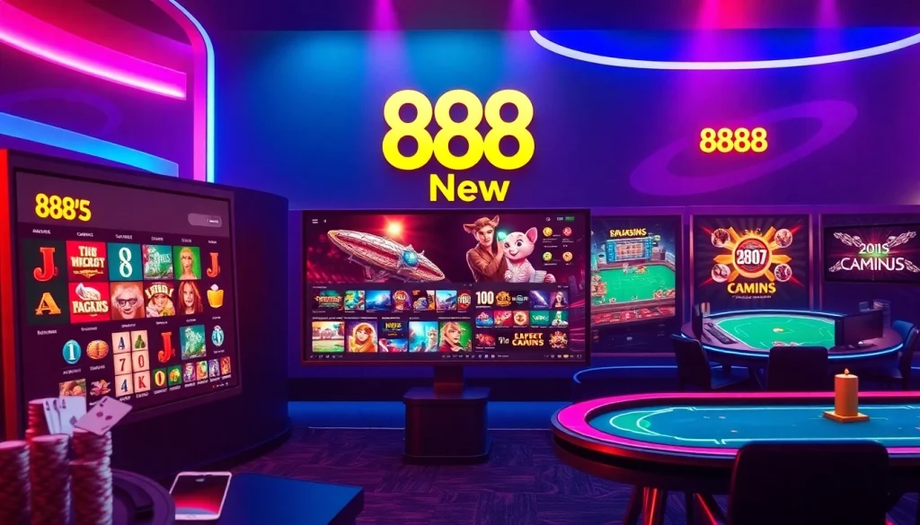 Experience the thrilling digital gaming environment of 888 New, featuring various online casino games.