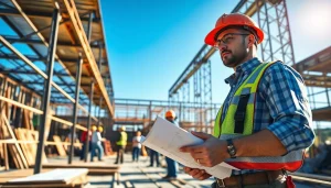New Jersey General Contractor supervising a construction site with workers and tools.