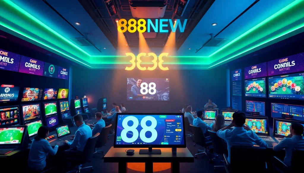 Engaging online gaming scene showcasing the 888 new platform with vibrant casino games and a dynamic atmosphere.