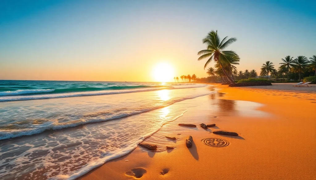 Amanhecer sereno sobre Paripueira AL, apresentando paisagem praiana vibrante e águas cristalinas.