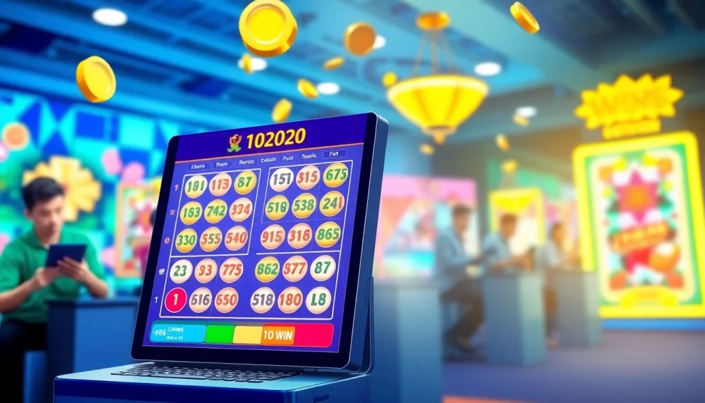 Menggambarkan bandar togel online dengan antarmuka menarik dan pemain yang terlibat.