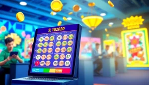 Menggambarkan bandar togel online dengan antarmuka menarik dan pemain yang terlibat.