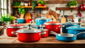 Shop premium products in the cookware shop Auckland showcasing vibrant kitchenware.