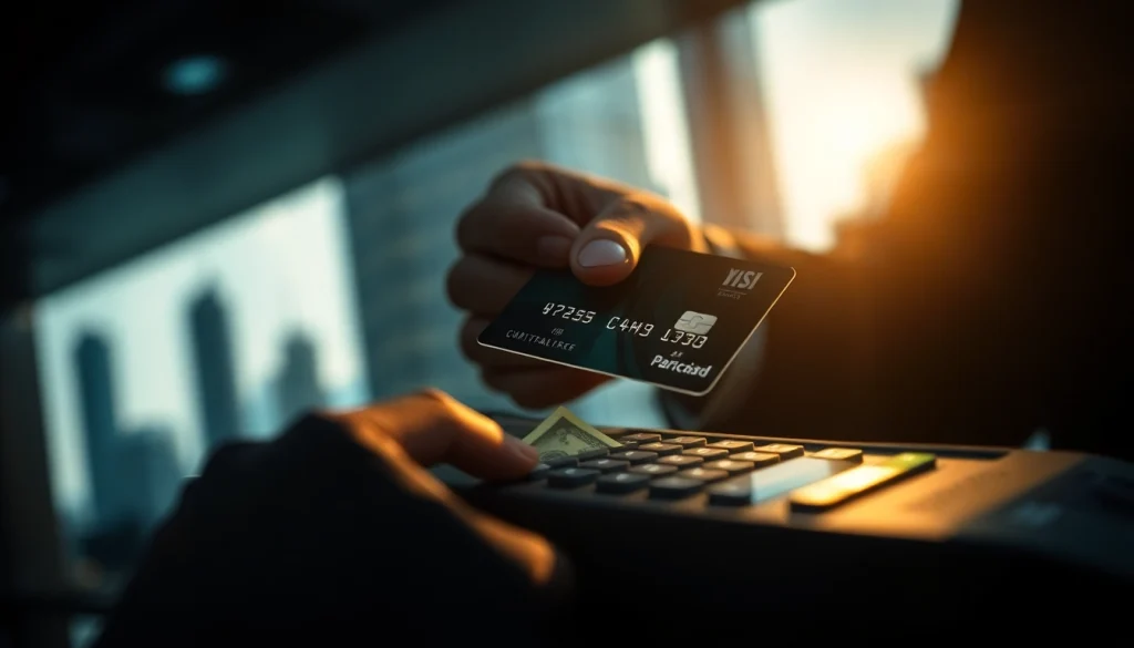 카드깡을 통해 신용카드 거래와 현금 교환 모습을 강조하는 이미지