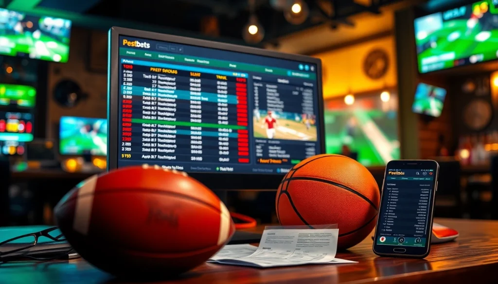 Explore the best sports betting sites in Mexico with vibrant betting interfaces and sports paraphernalia.