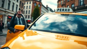 Catch a convenient West Bridgford Taxi as it welcomes passengers in an urban backdrop.