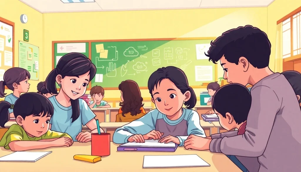 Engaging education environment showcasing students learning collaboratively.