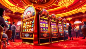 Menampilkan luxury777 slot di mesin slot mengasyikkan dalam suasana kasino yang glamor.