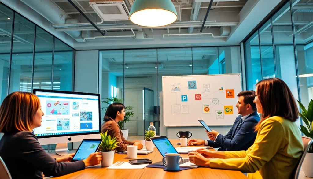 Dynamic teamwork at a công ty thiết kế website showcasing innovative web design processes.