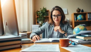 Traducteur assermenté engagé dans la traduction de documents officiels dans un espace de travail professionnel.