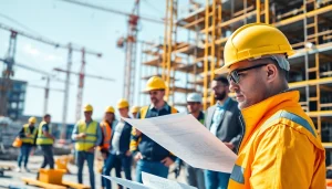 Contractors working together at a construction site representing the southern california contractors association.