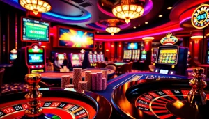Engage in thrilling gameplay at shbet com with vibrant casino tables, roulette, and poker chips.