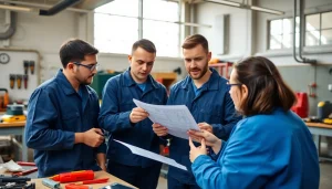 Engaged trainees in an electrician apprenticeship hawaii workshop working on wiring projects.