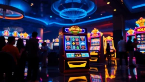 Main scene of situs slot depo 5k, featuring an exciting online slot machine in a vibrant casino setting.