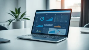 Experience the best vpn with intuitive software shown on a modern laptop in a sleek workspace.