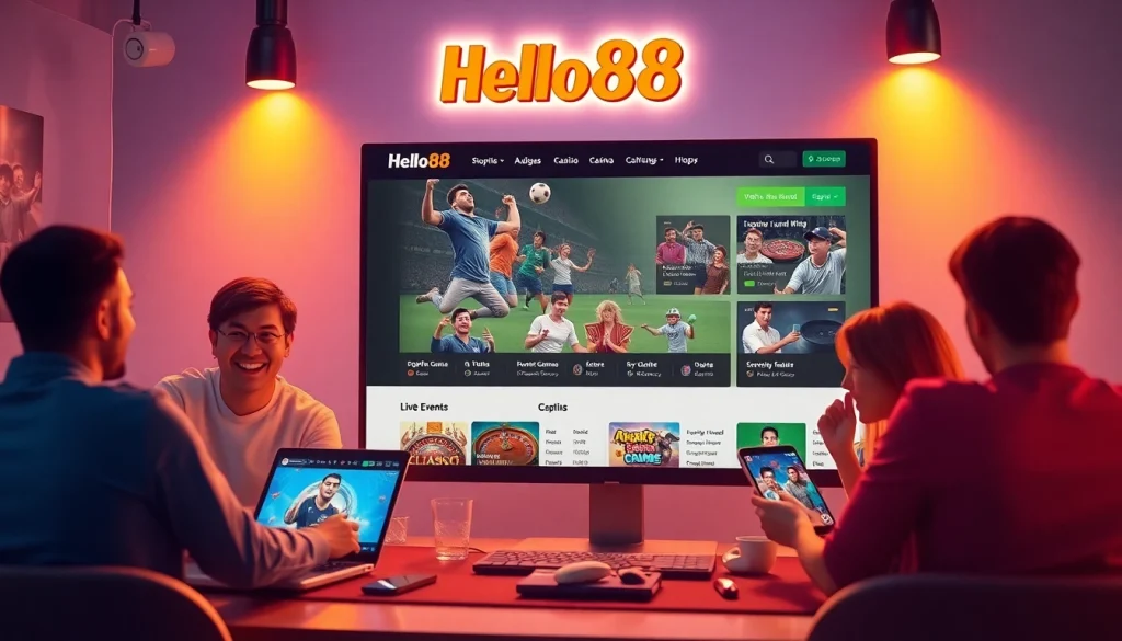 Hello88 online betting platform interface showcasing excitement and user engagement.