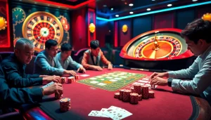 Experience thrilling casino action with "Nếu như vậy bám vào đây" showcased on an immersive poker table setting.
