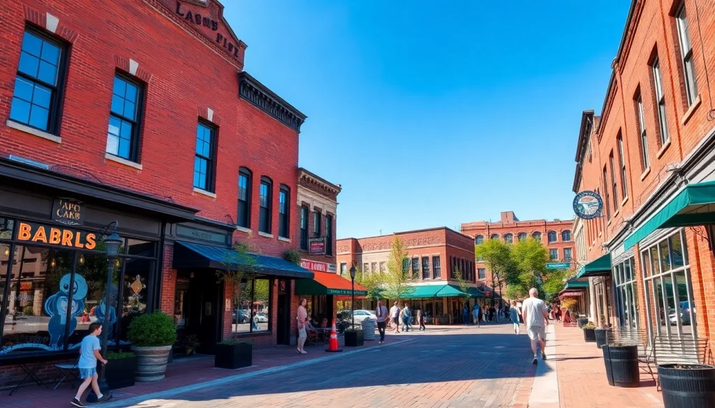 Clarksburg's lively downtown scene with historic architecture and bustling street activity.