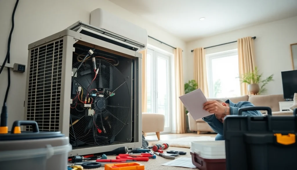 Expert AC technician performs ac repair glendale az service in a home setting with tools and equipment.