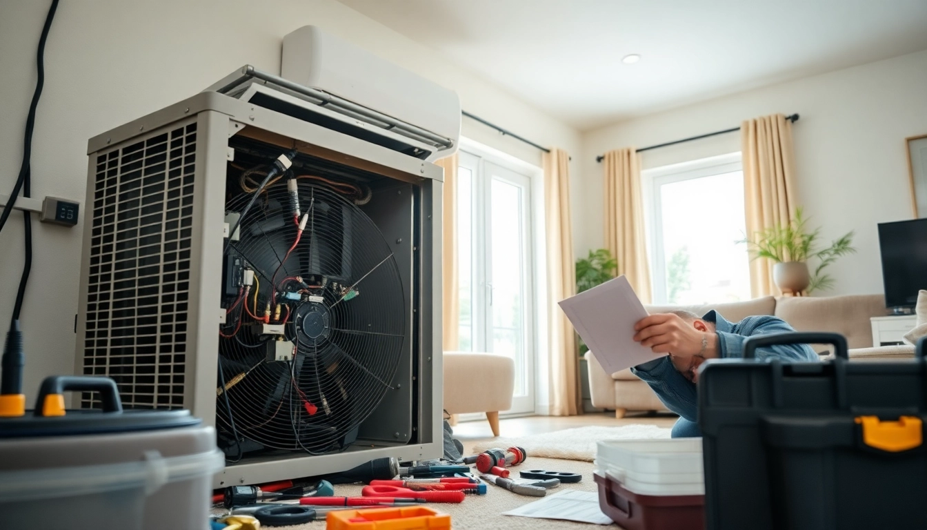 Expert AC technician performs ac repair glendale az service in a home setting with tools and equipment.