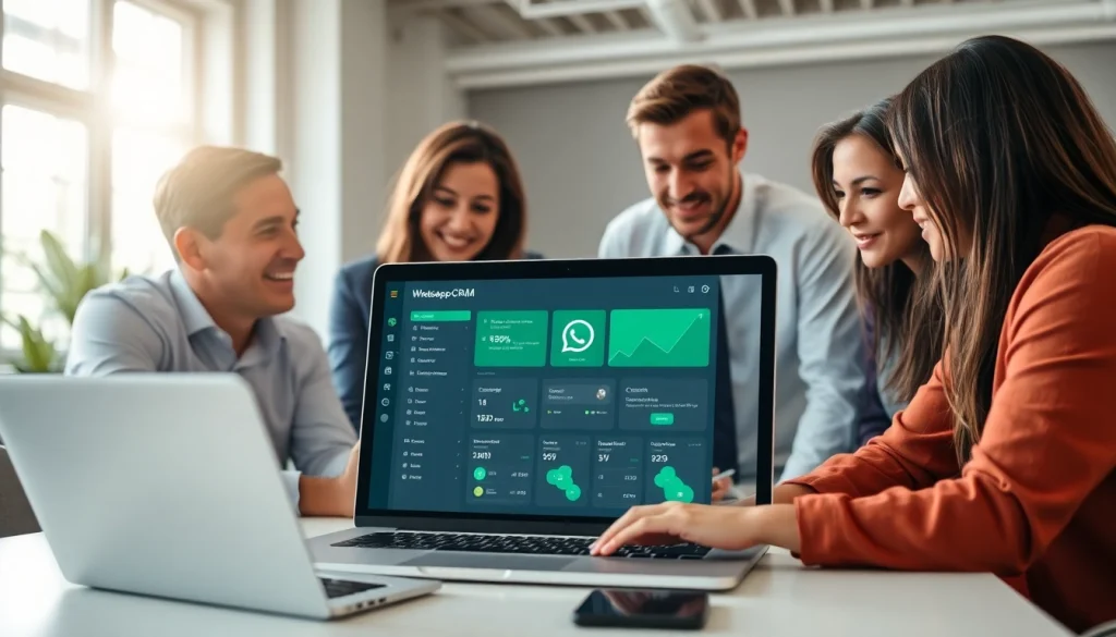 Understanding What is a CRM for WhatsApp with a business team engaged in collaboration.