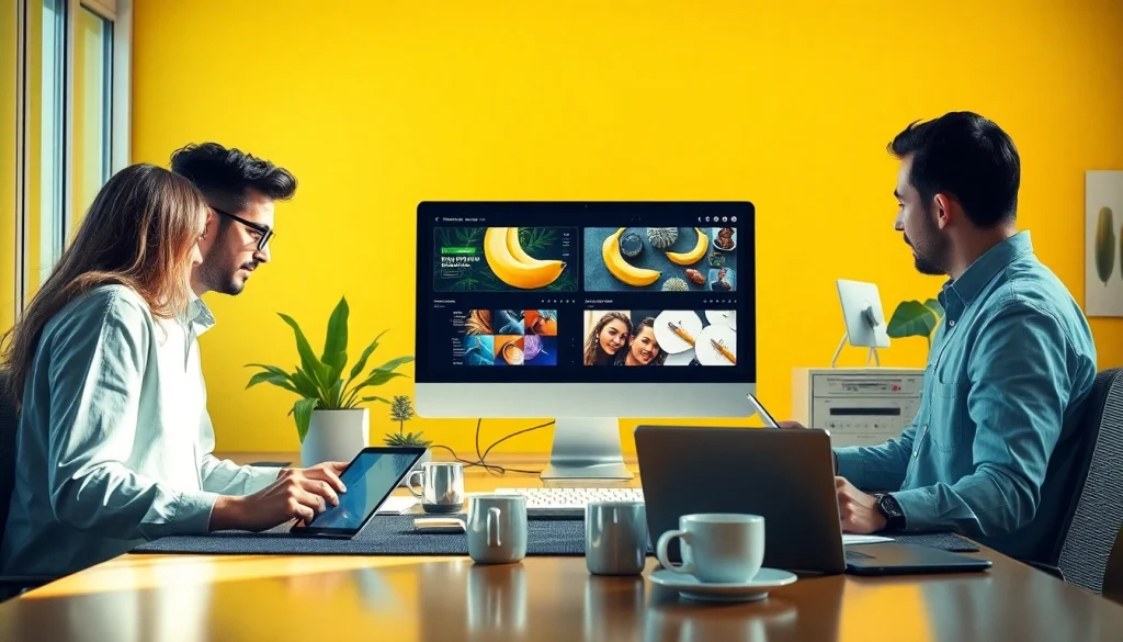 Nano Banana Pro workspace with creative professionals editing images using AI technology.