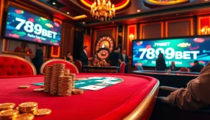 Experience the excitement of gambling at 789BET with luxury casino elements and vibrant gaming interactions.