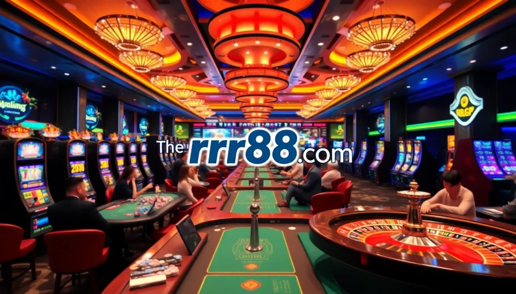 Experience the thrill of rr88com with vibrant casino gaming elements and excitement.