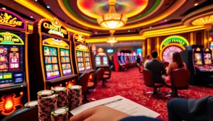 Players enjoying a thrilling slot deposit 1k experience at a vibrant casino.