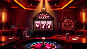 Experience the excitement of the seven77 slot amidst vibrant casino elements.