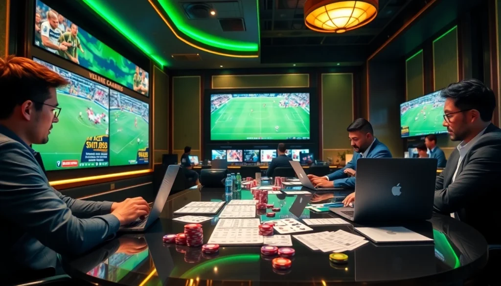 Betting interface showcasing strategies for เทคนิคแทงบอล in a luxurious casino environment.