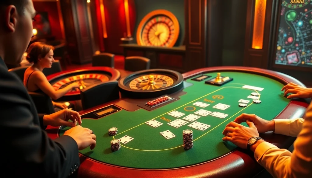 Experience high-stakes excitement at bdtk66.one with a thrilling blackjack game at an elegant casino table.