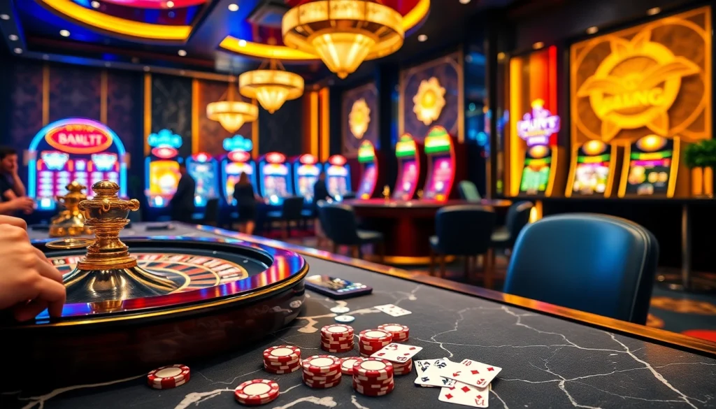 Engage with the idn slot experience at a vibrant casino table filled with excitement and action.