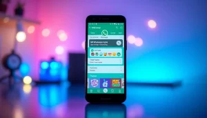 GB WhatsApp interface showcasing advanced features and vibrant customization options.