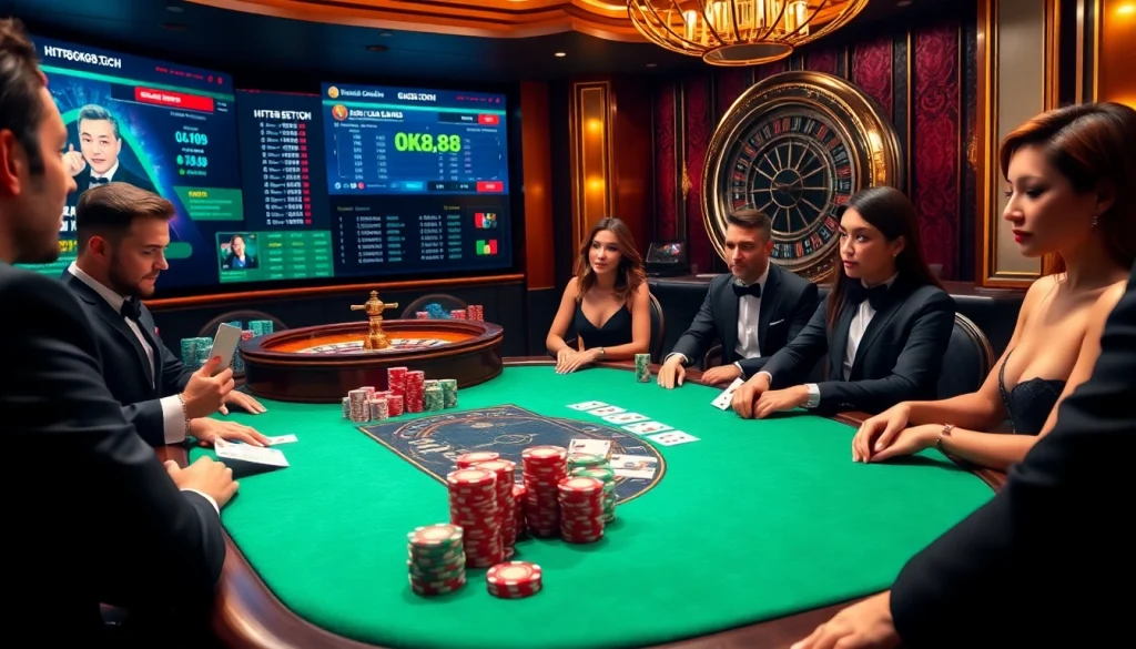 Experience the excitement of gambling at https://ok88.tech/ with a vibrant casino poker scene filled with action.