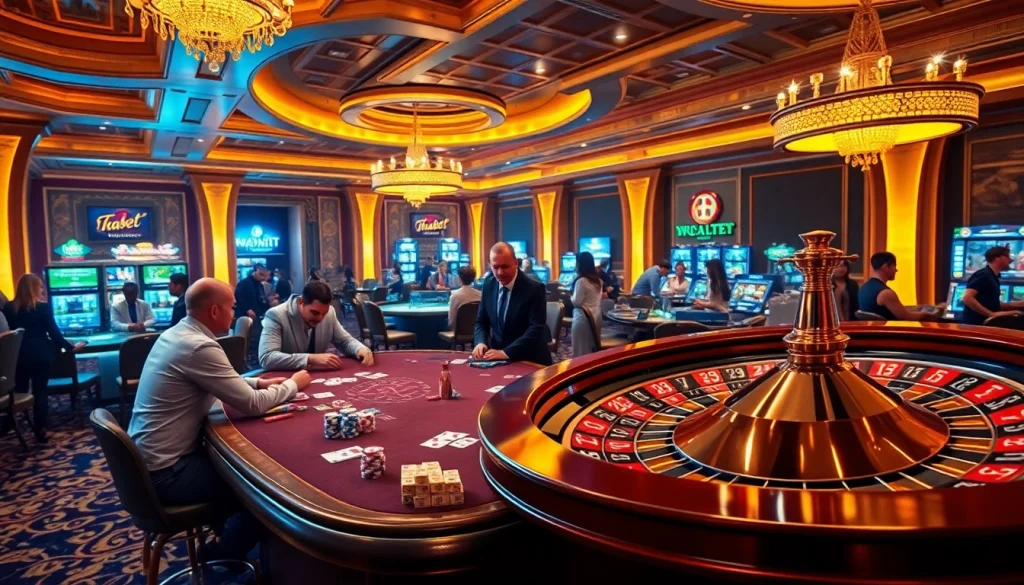Capture the excitement of winning at Thabet Vegas, showcasing vibrant poker games and thrilling roulette action.