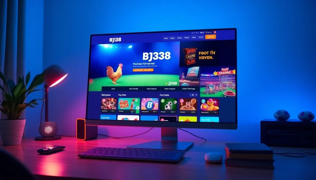 BJ38 digital betting platform showcasing vibrant online games and betting options.