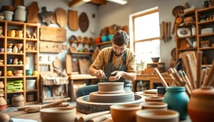 Engaging craft training in Colorado with artisans showcasing pottery and woodworking skills.