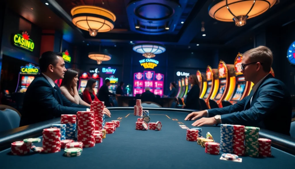 Experience the excitement of Haywin casino gaming with professional players at a poker table.