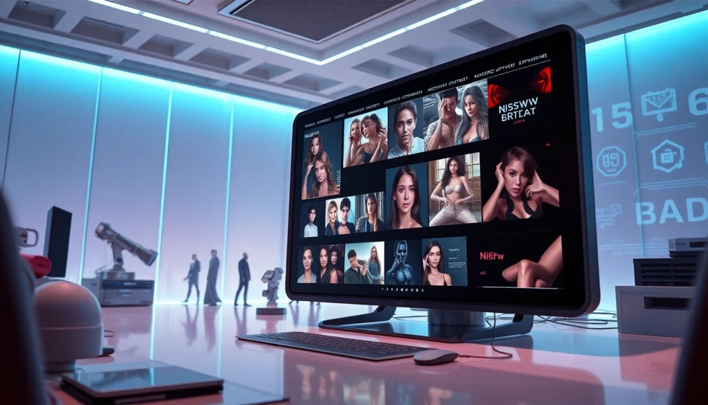 NSFW AI interface showcasing futuristic adult content creation technology.