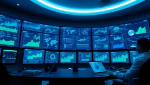 Cybersecurity ai control room displaying advanced analytics and security measures.