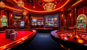 Engage with the excitement of MM88 online casino, featuring poker chips and roulette wheel.
