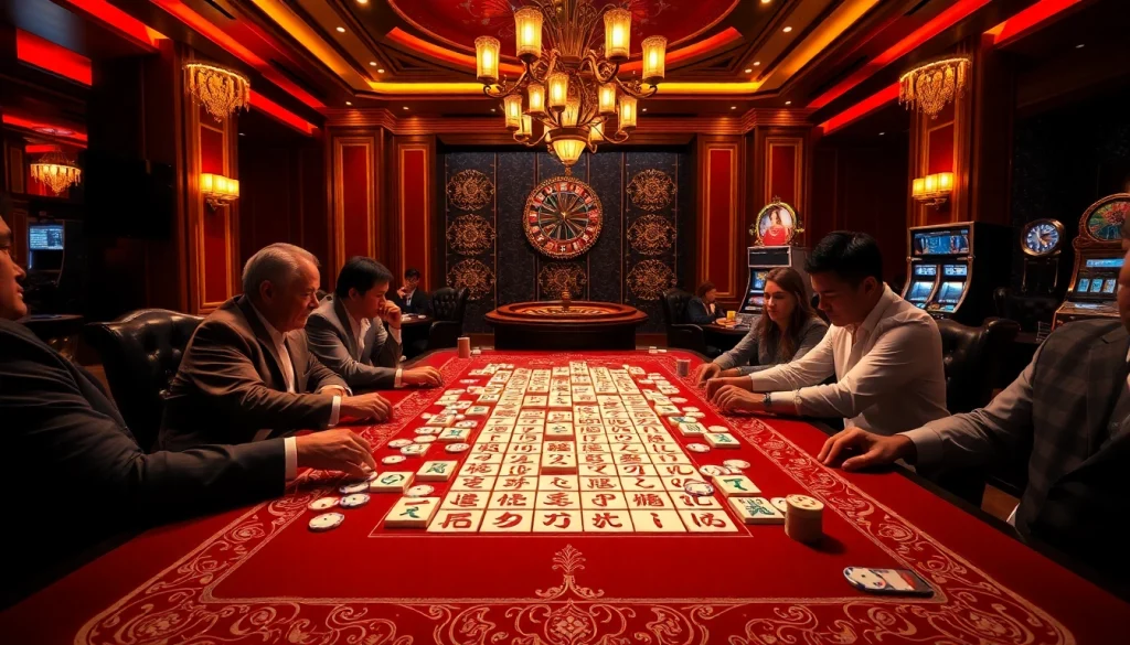Terlibat dalam Link Mahjong di meja kasino mewah yang dipenuhi kegembiraan dan strategi.