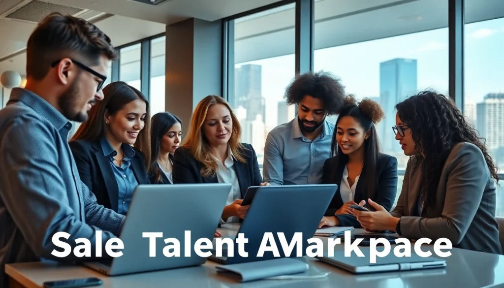Engaging collaboration in a sales talent marketplace showcasing professional sales experts at work.