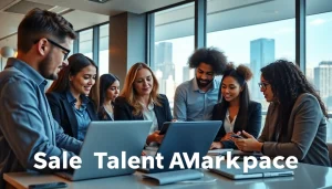 Engaging collaboration in a sales talent marketplace showcasing professional sales experts at work.