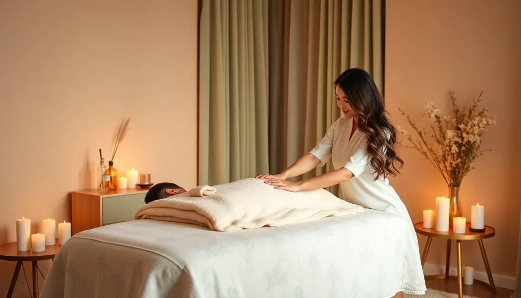 출장 마사지 in a serene home environment with a professional therapist.